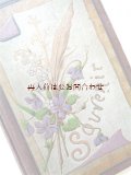 アンティーク洋書★　すみれ柄の素敵なサイン帳　1912年頃　挿絵付　メモリアル　ノート　手記　