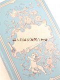 アンティーク洋書☆ 　爽やか青色　花•蝶•天使柄の美しい古書　豪華表紙•背表紙　　世界の文学