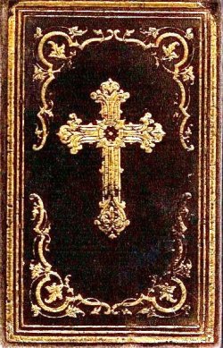 画像1: アンティーク洋書☆　ベルベット装　十字架　聖杯柄の讃美歌集　1867年　