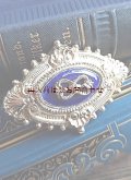 ドイツ　　　ブロカント〜アンティーク　 深い青の美しい　ブローチ　　60年台頃のアクセサリー　　ジュエリー　