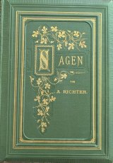 アンティーク洋書☆美しいリトグラフを含むドイツの伝説集　エンボス　ワインの葉モチーフ　　英雄伝説　
