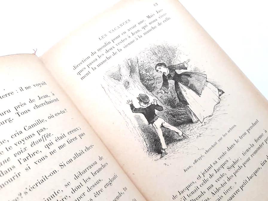 アンティーク洋書☆セギュール夫人　小説　1907年 天使柄のフランス古書　挿絵有　エンボス　仏語　パリの古書