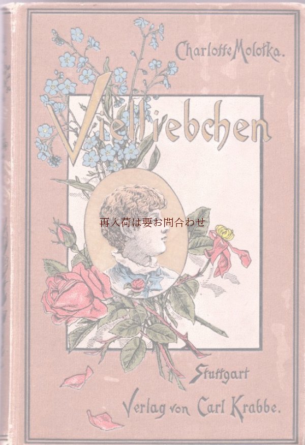 画像1: アンティーク洋書★　花柄の美しい古書　Vielliebchen ドイツの家族像　１８８７年　