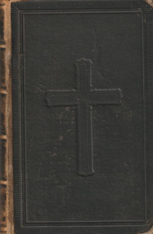 画像1: アンティーク★十字架　革装　キリスト教関連書　お祈りの本　エンボス　シャビーな古書　ディスプレイなど　