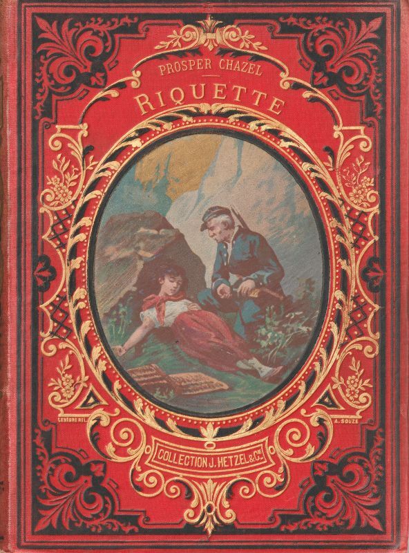 画像1: アンティーク洋書★フランスの素敵な赤い古書　Riquette 　Méaulleによる版画イラストページ多数　エンボス　金彩　美装丁